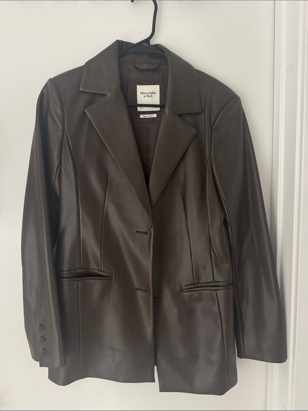 Abercrombie & Fitch Women's Dark Brown Faux Leather Blazer